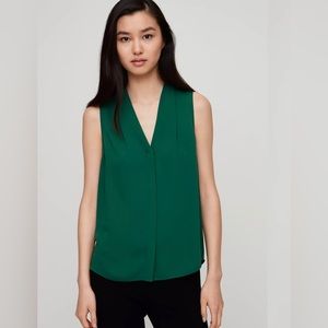 Babaton “Power Blouse” sleeveless in Forest Green. Size S.
